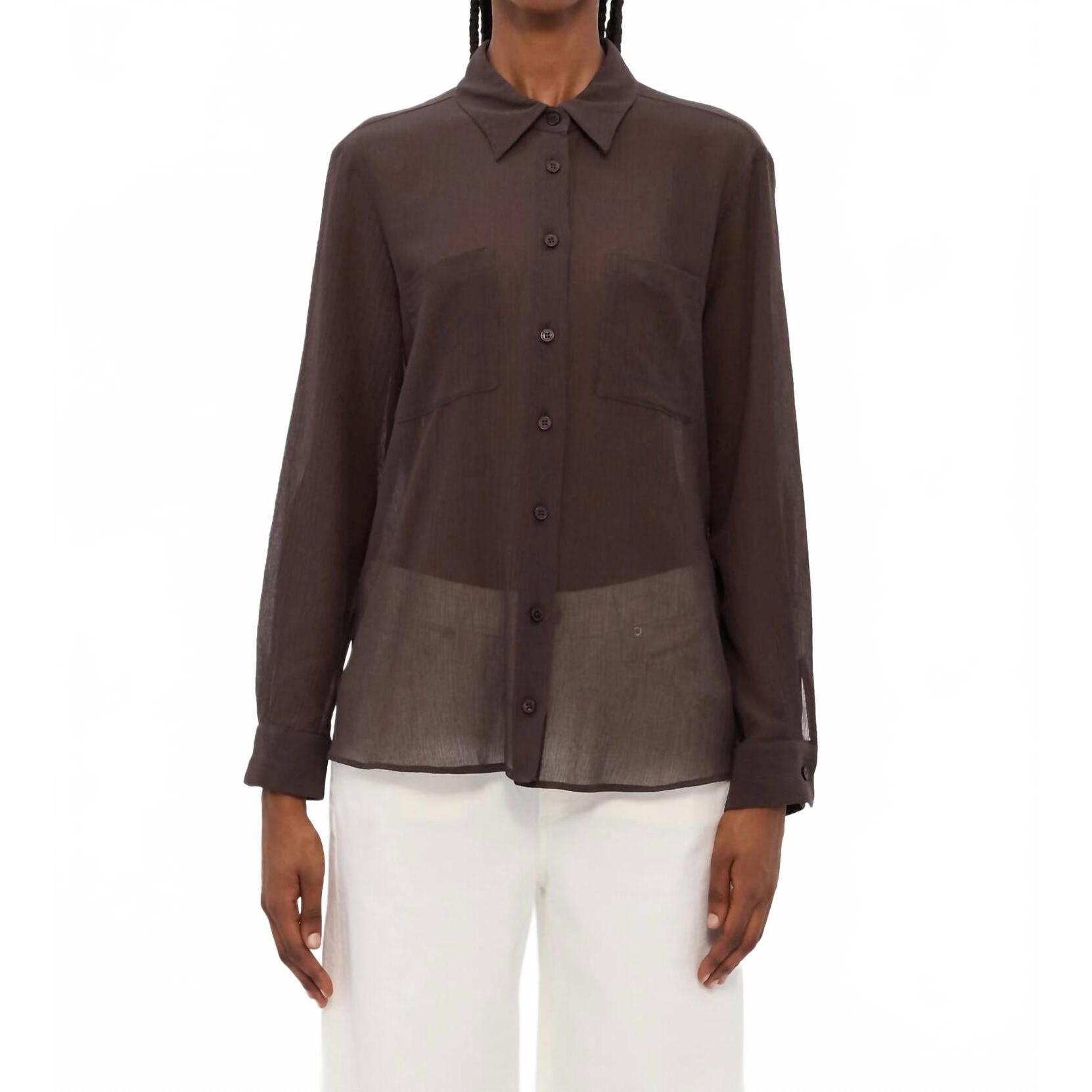 New Marella Orzo Button Down Blouse In Dark Brown